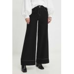 Answear Lab pantaloni femei, culoarea negru, lat, high waist