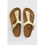 Birkenstock slapi de piele Gizeh Platform Flex femei, culoarea bej, cu toc plat, 1026899