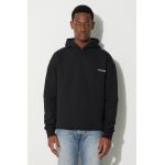 A-COLD-WALL* hanorac de bumbac ESSENTIALS SMALL LOGO HOODIE bărbați, culoarea negru, cu glugă, uni ACWMW145