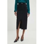 Answear Lab fusta jeans culoarea negru, midi, drept