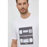 BOSS Orange tricou din bumbac bărbați, culoarea alb, cu imprimeu 50510021