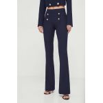 Silvian Heach pantaloni femei, culoarea albastru marin, drept, high waist