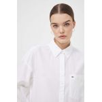 Tommy Jeans cămașă din bumbac femei, culoarea alb, cu guler clasic, relaxed DW0DW17803