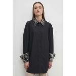 Answear Lab camasa din bumbac femei, culoarea negru, cu guler clasic, regular