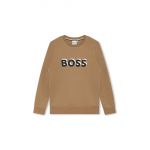 BOSS bluza copii culoarea bej, cu imprimeu