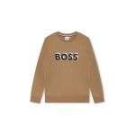 BOSS bluza copii culoarea bej, cu imprimeu