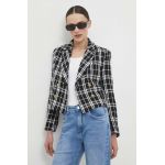 Answear Lab sacou culoarea negru, cu doua randuri de nasturi, modelator