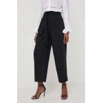 BOSS pantaloni femei, culoarea negru, lat, high waist 50505609