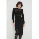 Sisley rochie culoarea negru, midi, mulata