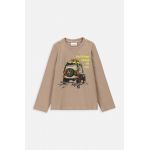 Coccodrillo longsleeve din bumbac pentru copii culoarea bej, cu imprimeu