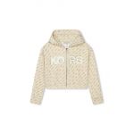 Michael Kors bluza copii culoarea bej, cu glugă, modelator