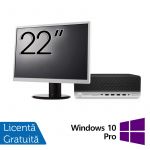 Pachet Calculator Refurbished HP ProDesk 600 G4 SFF, Intel Core i7-8700 3.20 - 4.60GHz, 8GB DDR4, 256GB SSD + Monitor 22 Inch + Windows 10 Pro