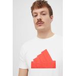 adidas tricou din bumbac bărbați, culoarea bej, cu imprimeu  IZ1626