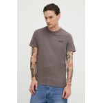 Superdry tricou din bumbac barbati, culoarea maro, melanj