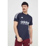 adidas tricou de antrenament Tiro culoarea bleumarin, cu imprimeu IS1501