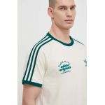 adidas Originals tricou din bumbac bărbați, culoarea bej, cu imprimeu IU0217