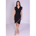 Rochie LILI office neagra cu accesorii arginti engros
