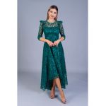 Rochie LONDON verde cu plasa si catifea engros