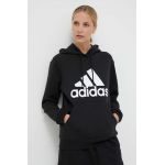 adidas bluză femei, culoarea negru, cu glugă, cu imprimeu HZ2984