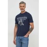 Aeronautica Militare tricou din bumbac barbati, culoarea albastru marin, cu imprimeu