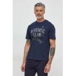 Aeronautica Militare tricou din bumbac barbati, culoarea albastru marin, cu imprimeu