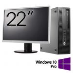 Pachet Calculator Refurbished HP EliteDesk 800 G2 SFF, Intel Core i5-6500 3.20GHz, 16GB DDR4, 512GB SSD + Monitor 22 Inch + Windows 10 Pro