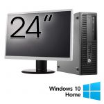 Pachet Calculator Refurbished HP EliteDesk 800 G2 SFF, Intel Core i5-6500 3.20GHz, 16GB DDR4, 512GB SSD + Monitor 24 Inch + Windows 10 Home