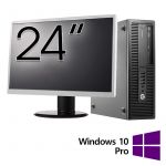 Pachet Calculator Refurbished HP EliteDesk 800 G2 SFF, Intel Core i5-6500 3.20GHz, 16GB DDR4, 512GB SSD + Monitor 24 Inch + Windows 10 Pro