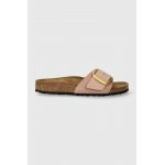 Birkenstock papuci din nubuc Madrid Big Buckle culoarea roz, 1027056