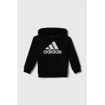 adidas bluza copii culoarea negru, cu glugă, cu imprimeu