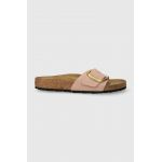Birkenstock papuci din nubuc Madrid Big Buckle culoarea roz, 1026943
