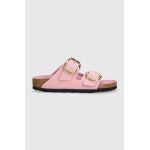 Birkenstock slapi de piele Arizona Big Buckle femei, culoarea roz, 1026532