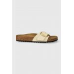 Birkenstock slapi de piele Madrid Big Buckle femei, culoarea bej, 1026574