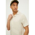 Hollister Co. camasa din bumbac barbati, culoarea bej, regular