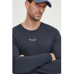 Marc O'Polo longsleeve din bumbac culoarea albastru marin, cu imprimeu