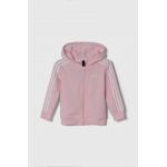 adidas bluza culoarea roz, cu glugă, neted