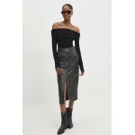 Answear Lab fusta culoarea gri, midi, drept