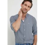 Armani Exchange camasa barbati, culoarea albastru marin, cu guler stand-up, regular