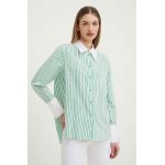Custommade camasa din amestec de matase culoarea alb, cu guler clasic, relaxed