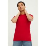 Hollister Co. tricou din bumbac barbati, culoarea rosu, neted