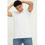 Hollister Co. tricou polo barbati, culoarea alb, neted