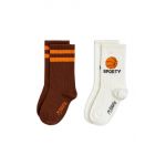 Mini Rodini șosete copii 2-pack 2-pack Basketball culoarea maro