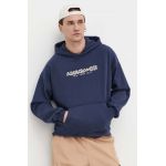 Abercrombie & Fitch bluza barbati, culoarea albastru marin, cu glugă, cu imprimeu