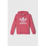 adidas Originals bluza copii TREFOIL HOODIE culoarea roz, cu glugă, cu imprimeu