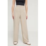 Abercrombie & Fitch pantaloni femei, culoarea bej, lat, high waist