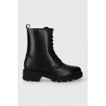 Answear Lab cizme de piele femei, culoarea negru, cu toc plat