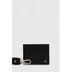 Armani Exchange card holder din piele si breloc culoarea negru