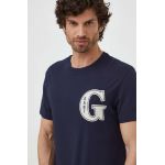 Gant tricou din bumbac barbati, culoarea albastru marin, cu imprimeu