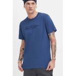 Hollister Co. tricou din bumbac barbati, culoarea albastru marin, cu imprimeu