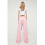 Moschino Jeans pantaloni femei, culoarea roz, lat, high waist